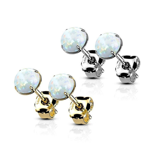 14kt Gold & Opal Martini Stud Earring PAIR