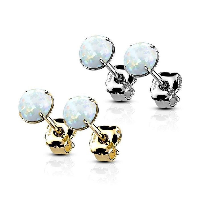 14kt Gold & Opal Martini Stud Earring PAIR