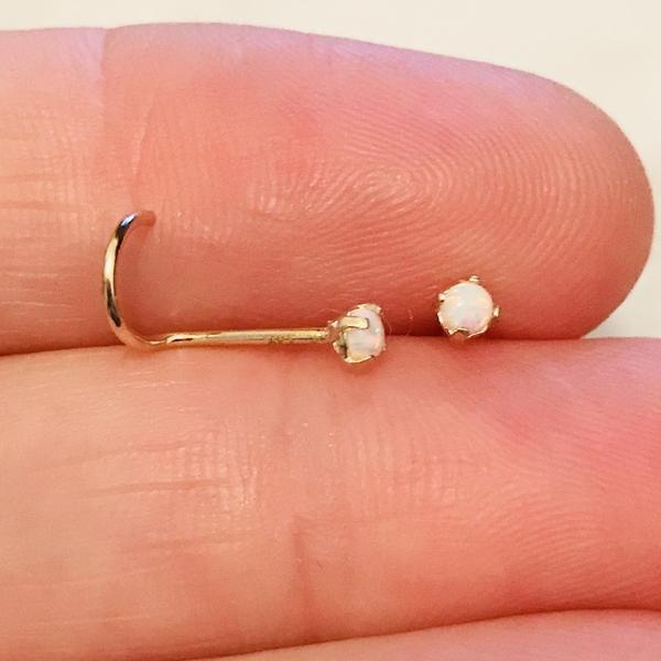 14kt Gold Opal Nose Screw 20G