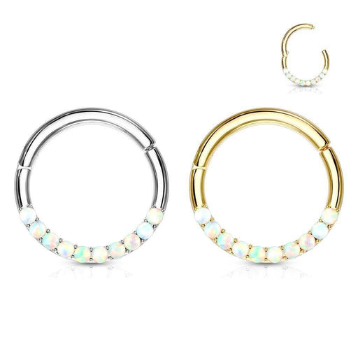 14kt Gold Opal Paved Hinged Ring 16G