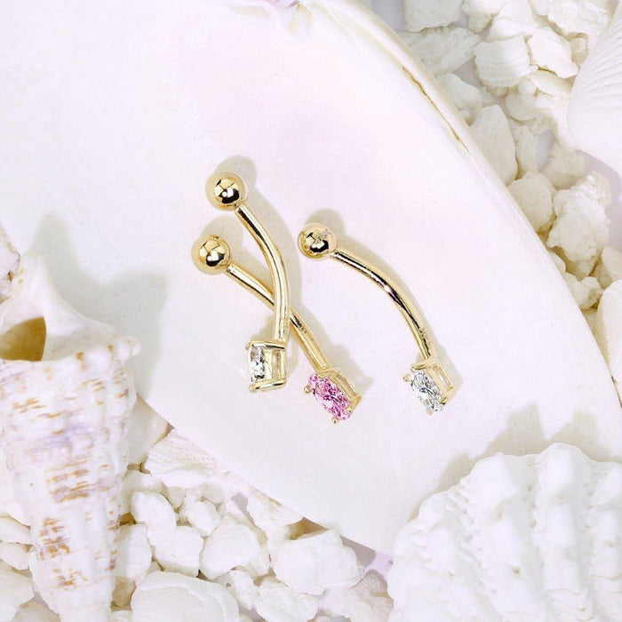 14kt Gold Oval Curve 16G 8mm