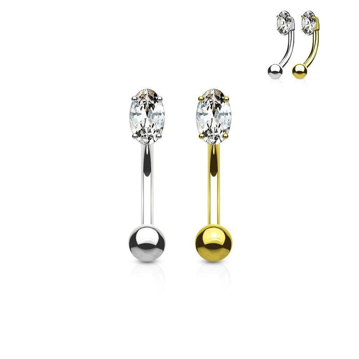 14kt Gold Oval Curve 16G 8mm