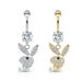 14kt Gold PLAYBOY Dangle Belly Bar 14G