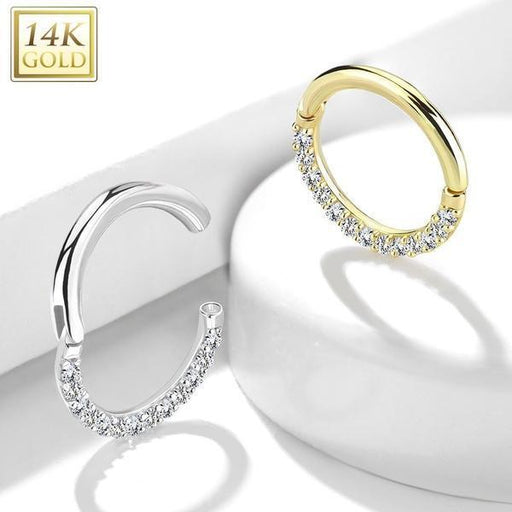 14kt Gold Paved Hinged Ring 16G
