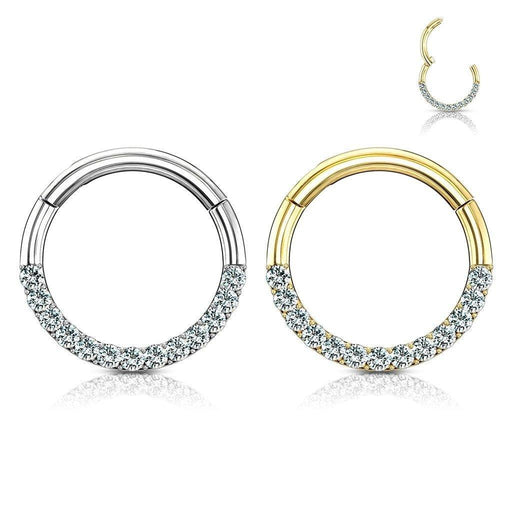 14kt Gold Paved Hinged Ring 16G