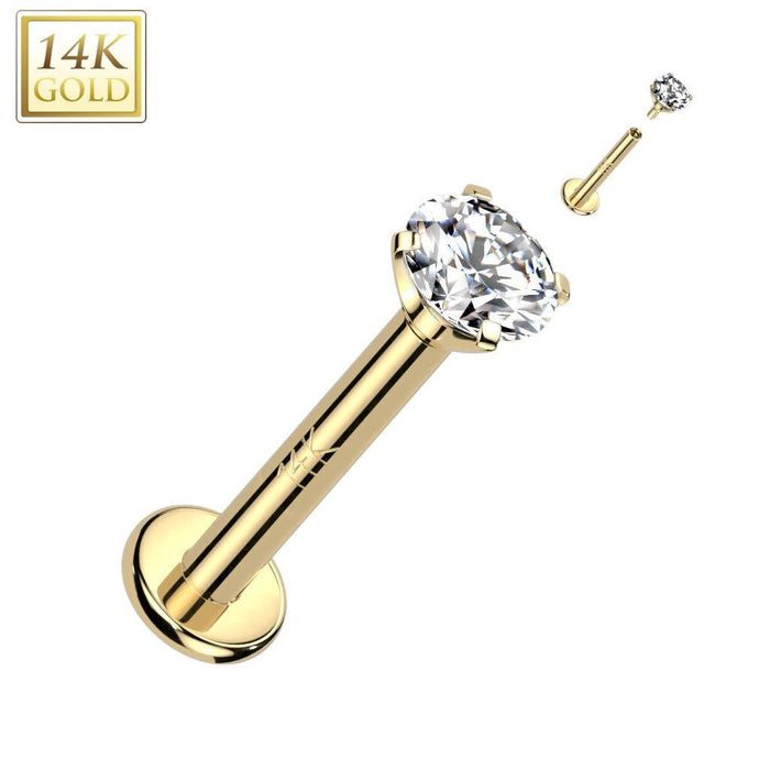 14kt Gold Prong Gem Labret