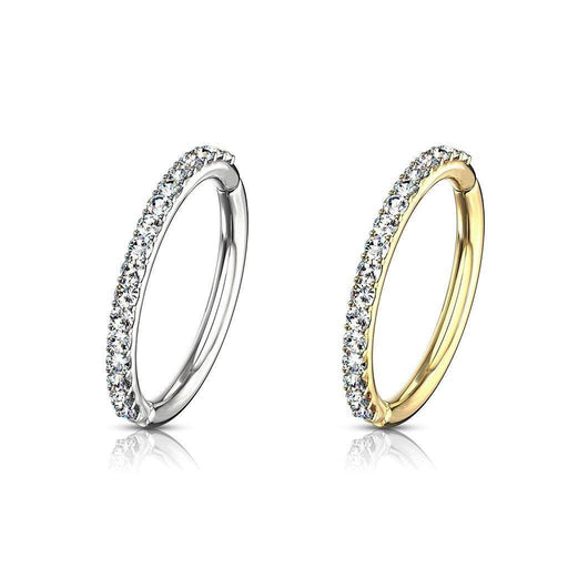 14kt Gold Side Paved Hinged Ring 16G