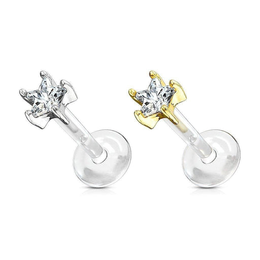14kt Gold Star Gem Bioflex Labret 16G