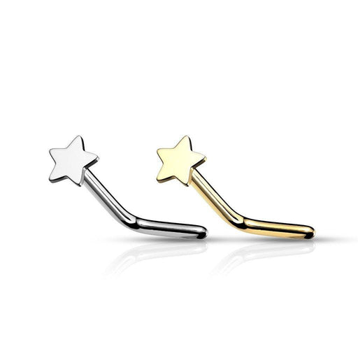 14kt Gold Star Nose L Bend 20G