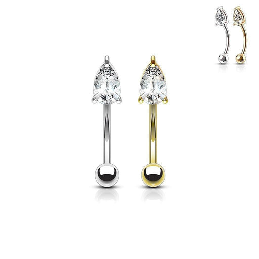 14kt Gold Teardrop Curve 16G 8mm