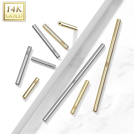 14kt Gold Threadless Barbell Bar 18G 16G 14G
