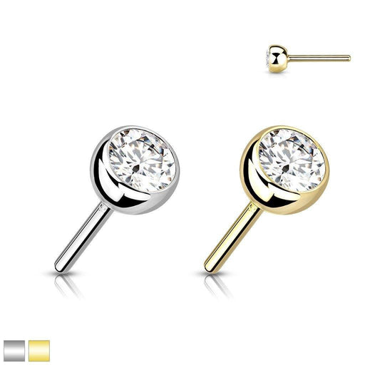 14kt Gold Threadless Bezel Gem Top