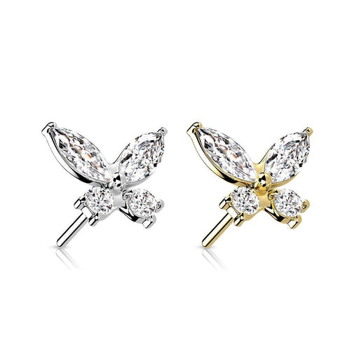 14kt Gold Threadless Butterfly Top