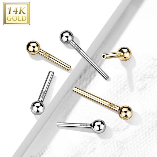 14kt Gold Threadless Cartilage Bar 18G 16G