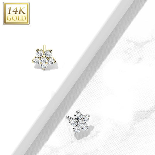 14kt Gold Threadless Gem Flower Top