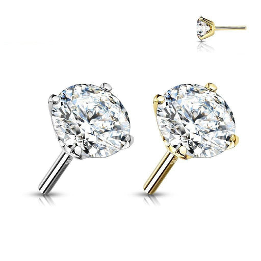 14kt Gold Threadless Gem Top