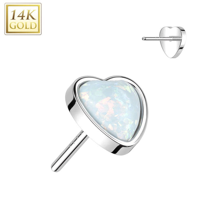 14kt Gold Threadless Opal Heart Top