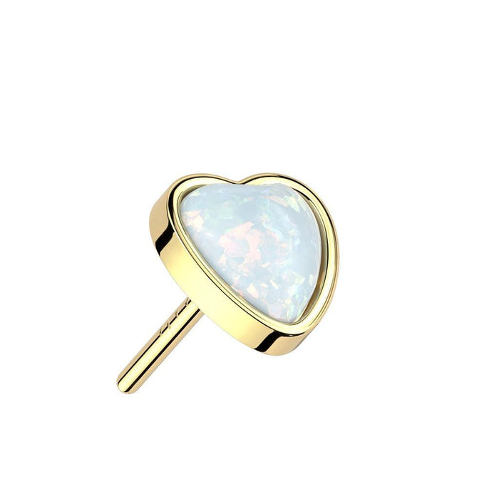 14kt Gold Threadless Opal Heart Top