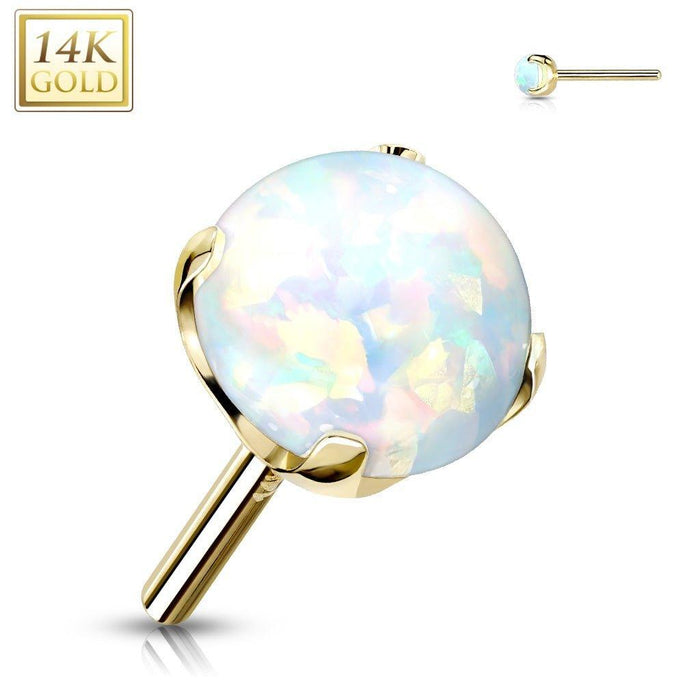 14kt Gold Threadless Opal Top