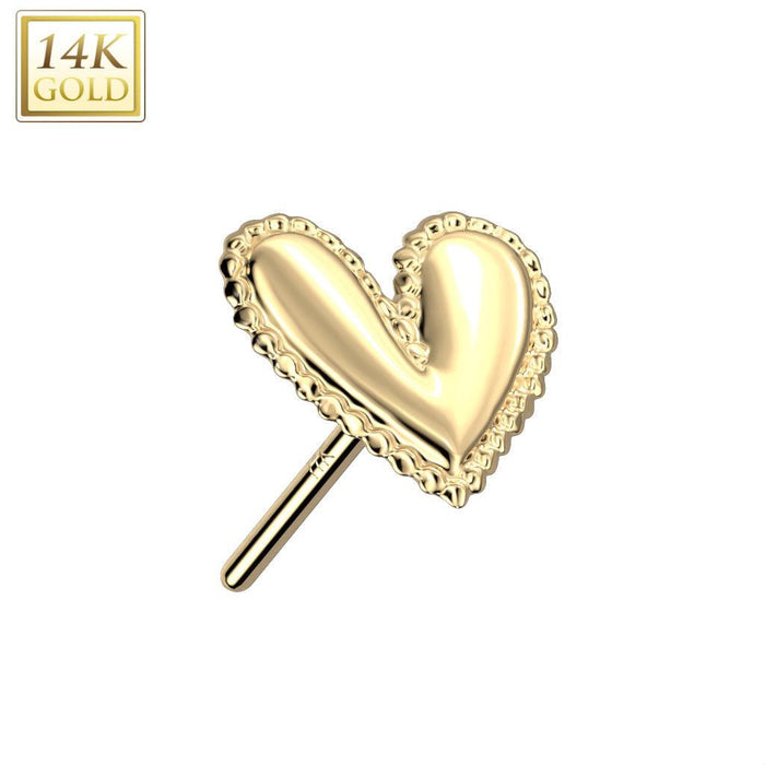 14kt Gold Threadless Pinched Heart Top
