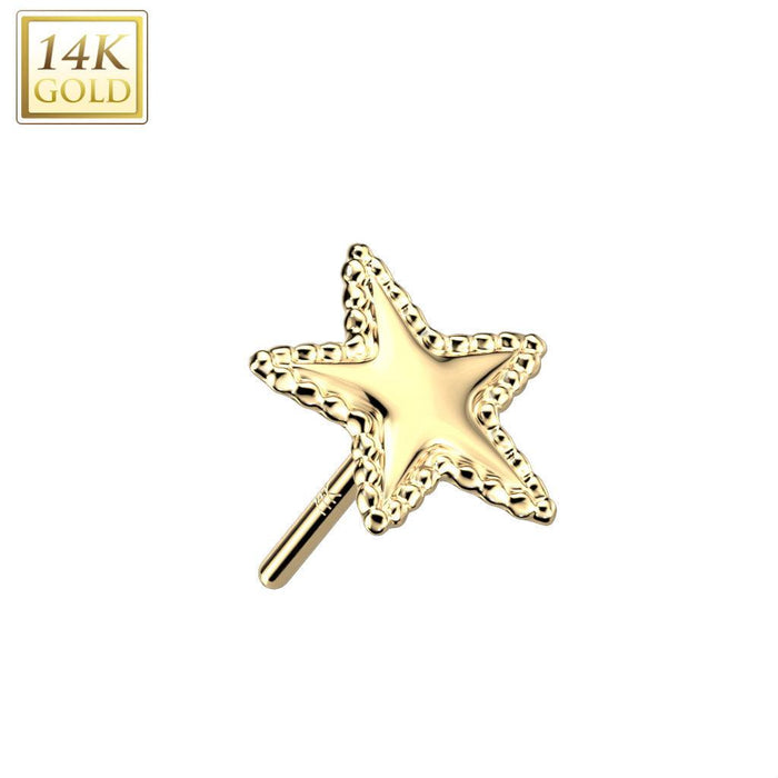 14kt Gold Threadless Pinched Star Top