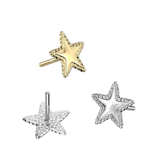 14kt Gold Threadless Pinched Star Top