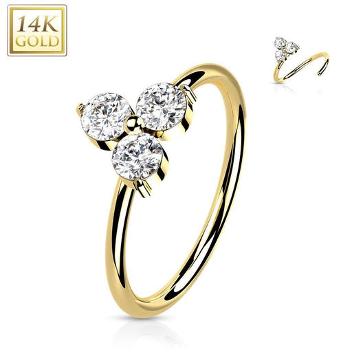 14kt Gold Tri Gem Twist Ring 20G 8mm