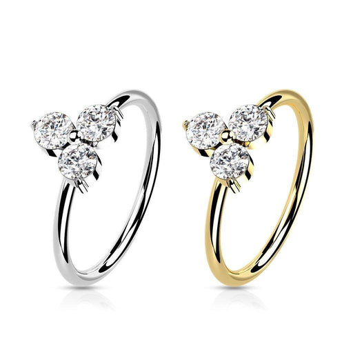 14kt Gold Tri Gem Twist Ring 20G 8mm