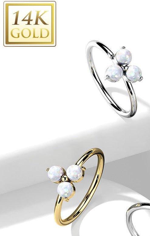 14kt Gold Tri Opal Twist Ring 20G 8mm