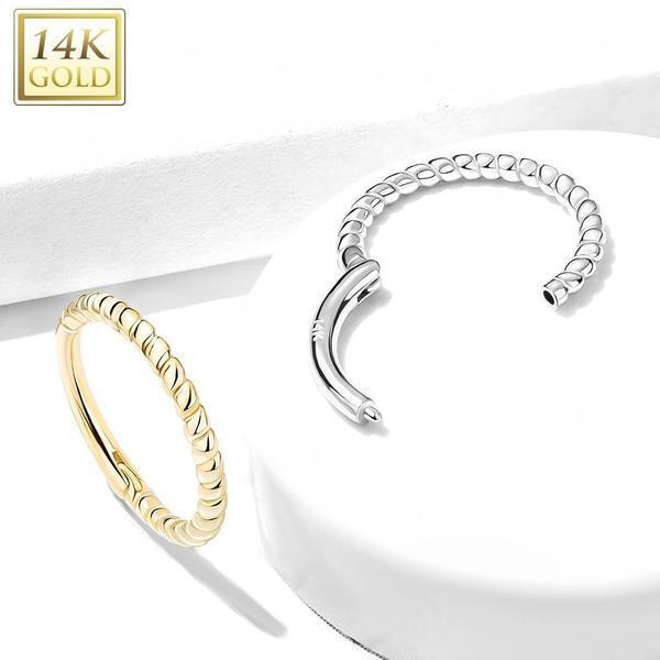 14kt Gold Twisted Hinged Ring 16G