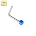 14kt White Gold Opal Ball Nose L Bend 20G