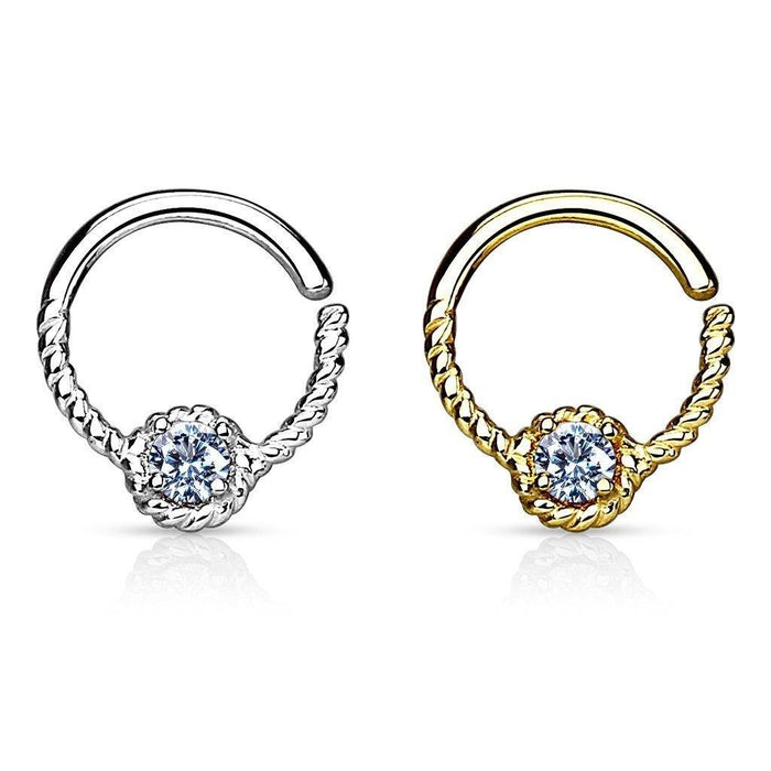 14kt Yellow Gold Braided Gem Ring 16G 9mm