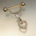 14kt Yellow Gold Heart Nipple Dangle 14G
