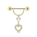 14kt Yellow Gold Heart Nipple Dangle 14G