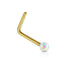 14kt Yellow Gold Opal Ball Nose L Bend 20G