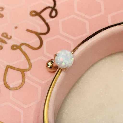 14kt Yellow Gold Opal Cartilage Bar 16G 6mm