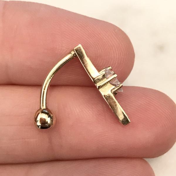 14kt Yellow Gold Star Drop Belly Bar 14G