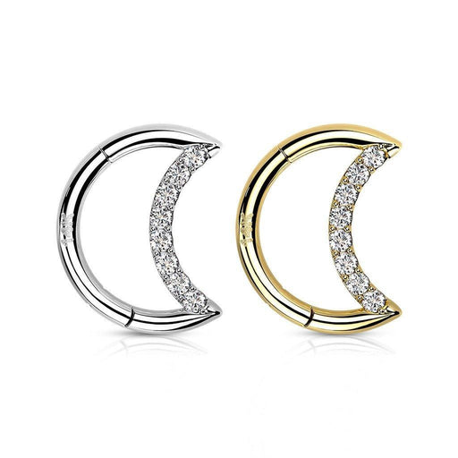 14kt Gold Crescent Hinged Ring 16G-My Body Piercing Jewellery