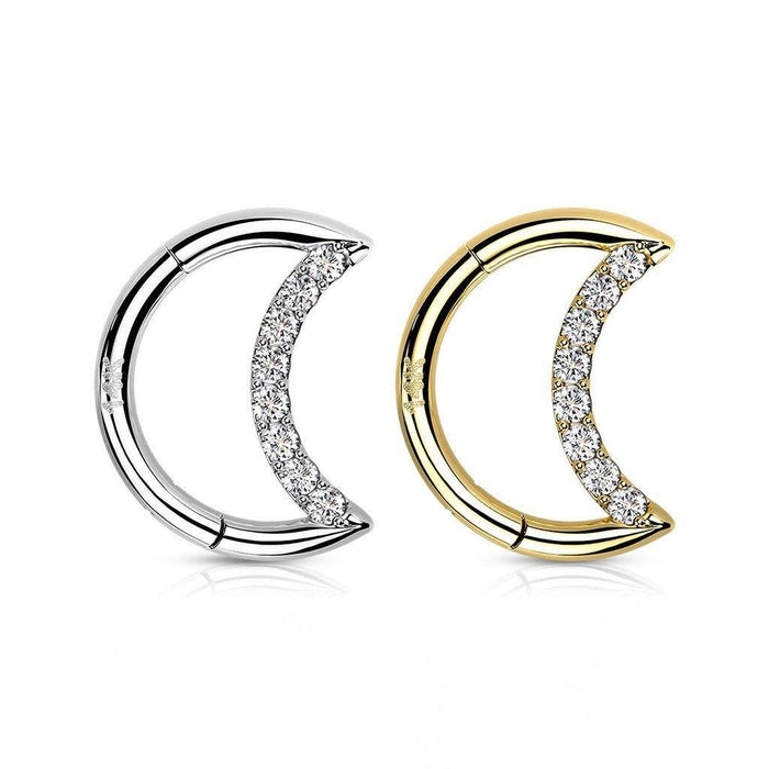 14kt Gold Crescent Hinged Ring 16G-My Body Piercing Jewellery