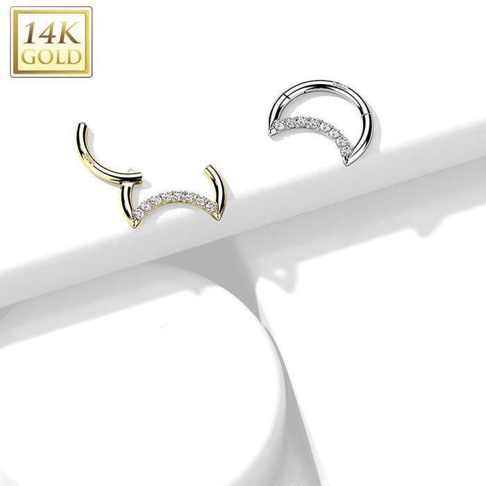 14kt Gold Crescent Hinged Ring 16G-My Body Piercing Jewellery