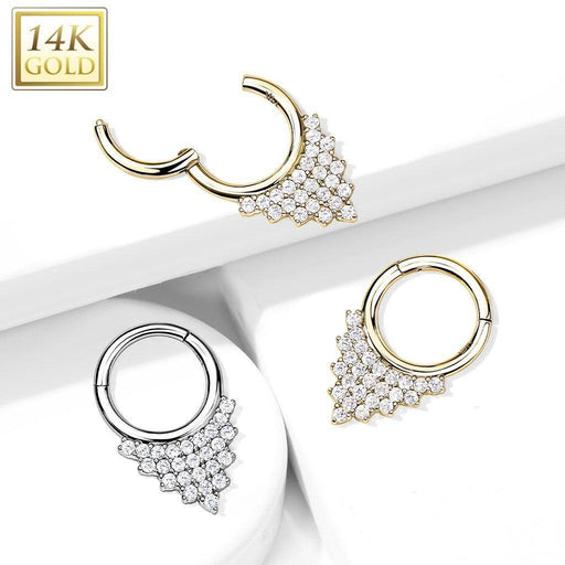 14kt Gold Waterfall Hinged Ring 16G-My Body Piercing Jewellery