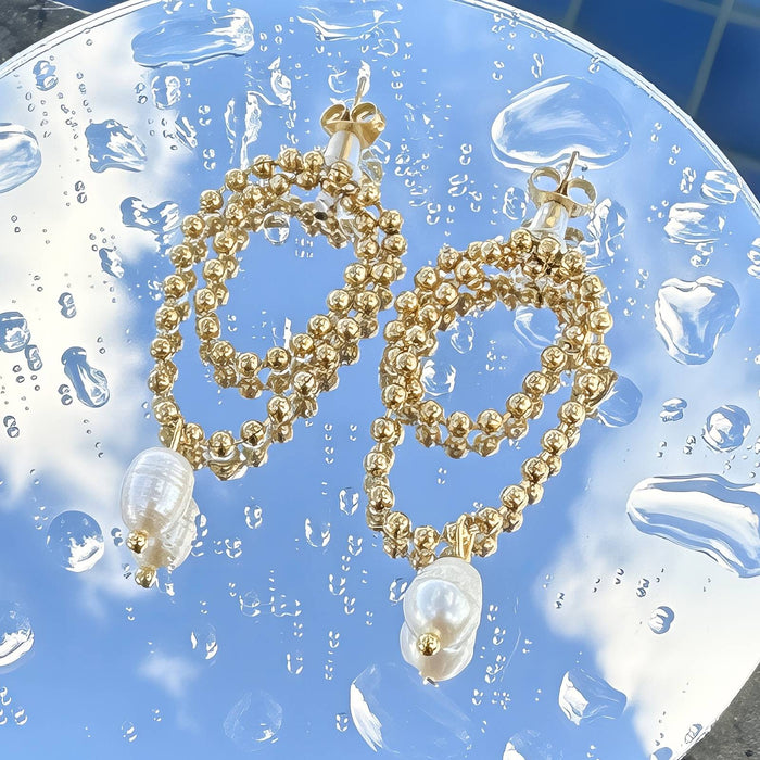 18kt Gold Plated Pearl Chain Earrings