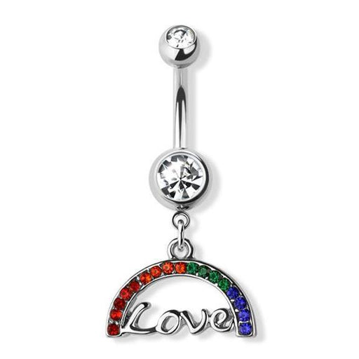 Pride Love Rainbow Belly Bar 14G-My Body Piercing Jewellery