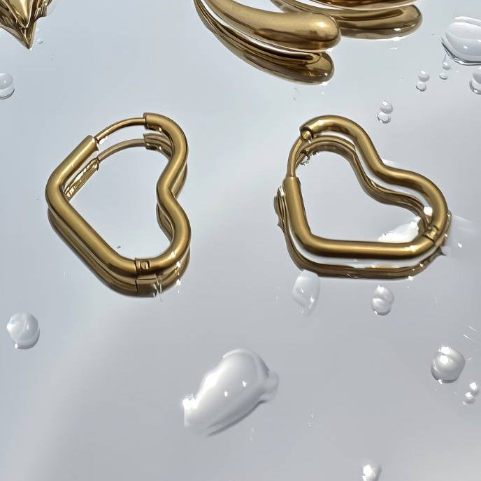 18kt Gold Plated Heart Huggies Earrings