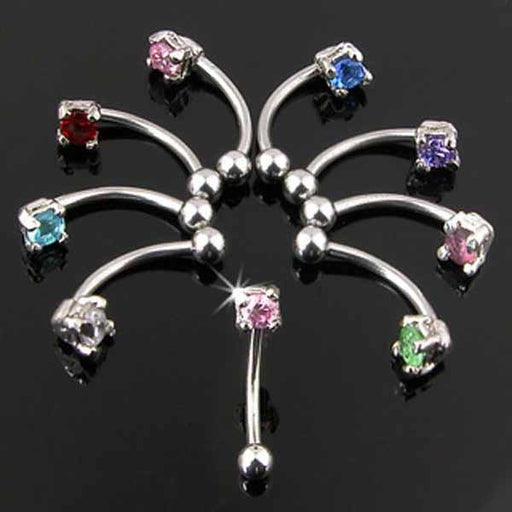 3mm Prong Gem Curve 16G