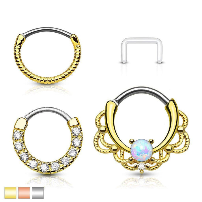 3pc Septum Clickers and Retainer 16G