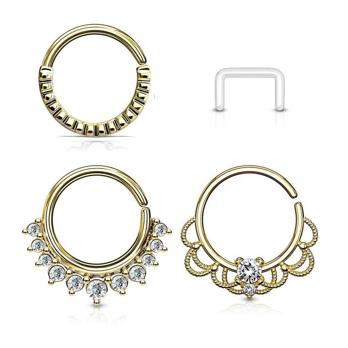 3pc Twist Rings and Retainer 16G