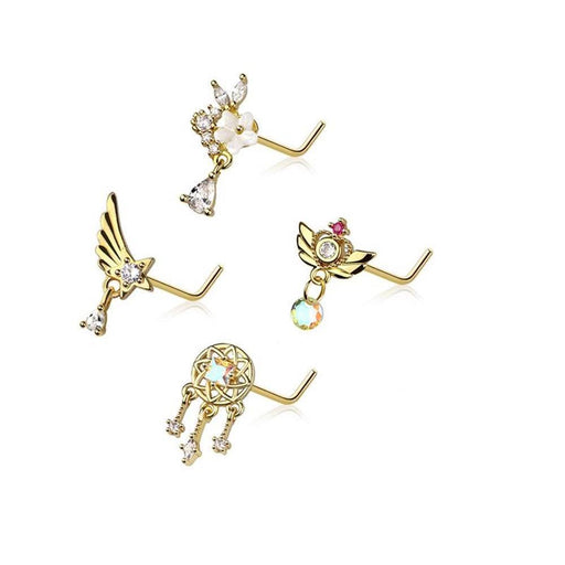 4pc Nose L Bend 20G Dreamcatcher & Flowers