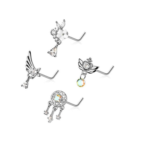 4pc Nose L Bend 20G Dreamcatcher & Flowers