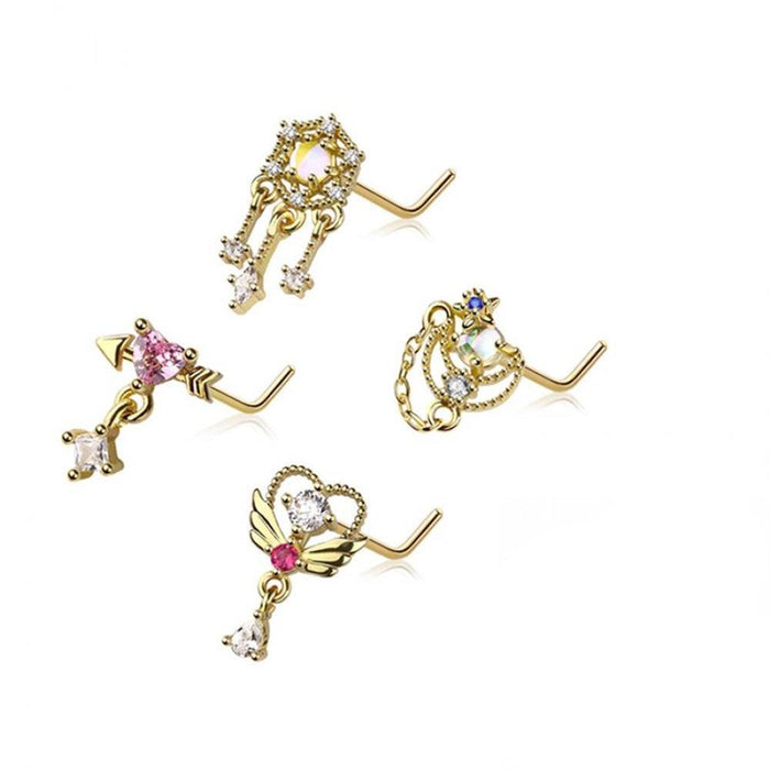 4pc Nose L Bend 20G Dreamcatcher & Hearts